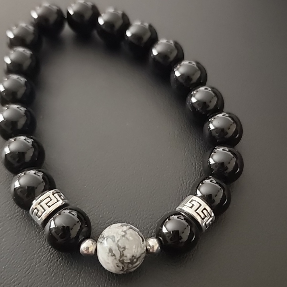Beaded Stone Black Bracelet